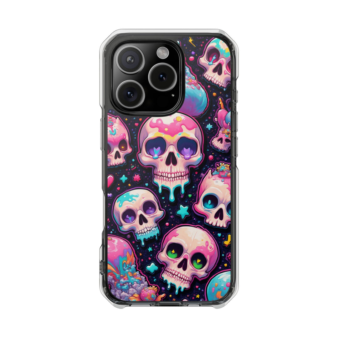 【MagSafe対応】クリアマグネットiPhoneケース｜キャンディギャラクシーKAWAIIスカル