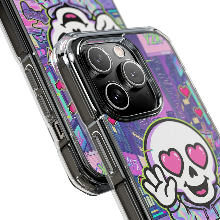 HEARTON 02 – Y2K Vaporwave City クリアマグネットスマホケース（MagSafe対応）