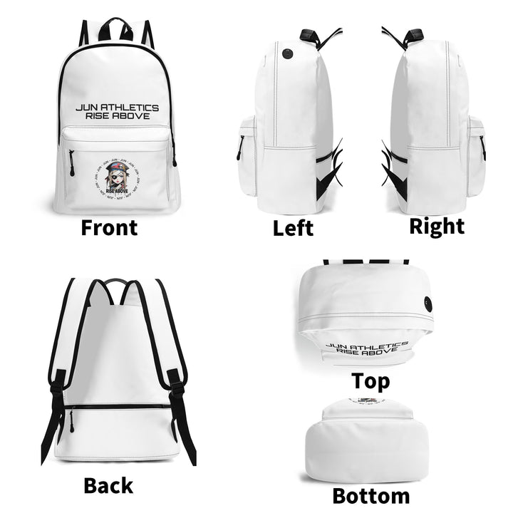 RISE ABOVE 01 17 Inch Twill (PU) Leather School Backpack White