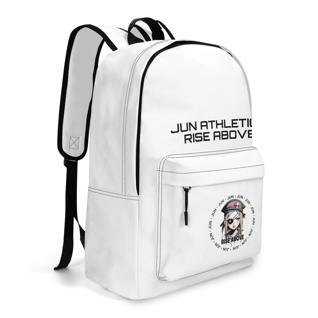 RISE ABOVE 01 17 Inch Twill (PU) Leather School Backpack White
