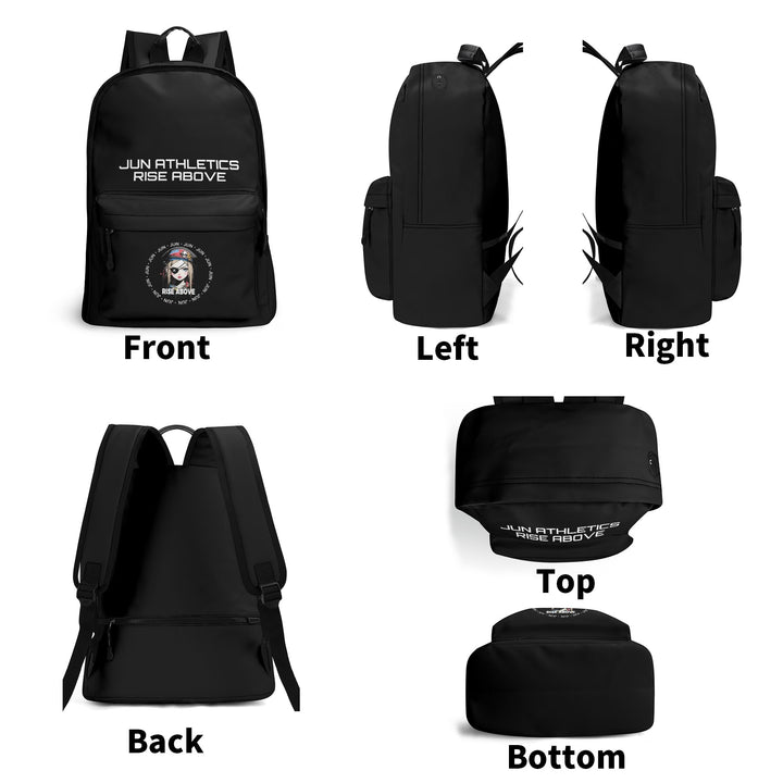 RISE ABOVE 01 17 Inch Twill (PU) Leather School Backpack Balck