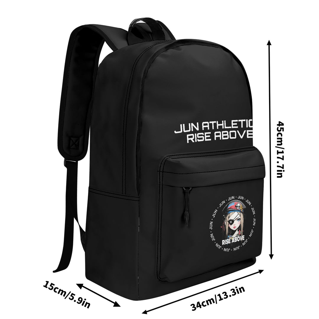 RISE ABOVE 01 17 Inch Twill (PU) Leather School Backpack Balck