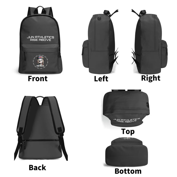 RISE ABOVE 01 17 Inch Twill (PU) Leather School Backpack Charcoal