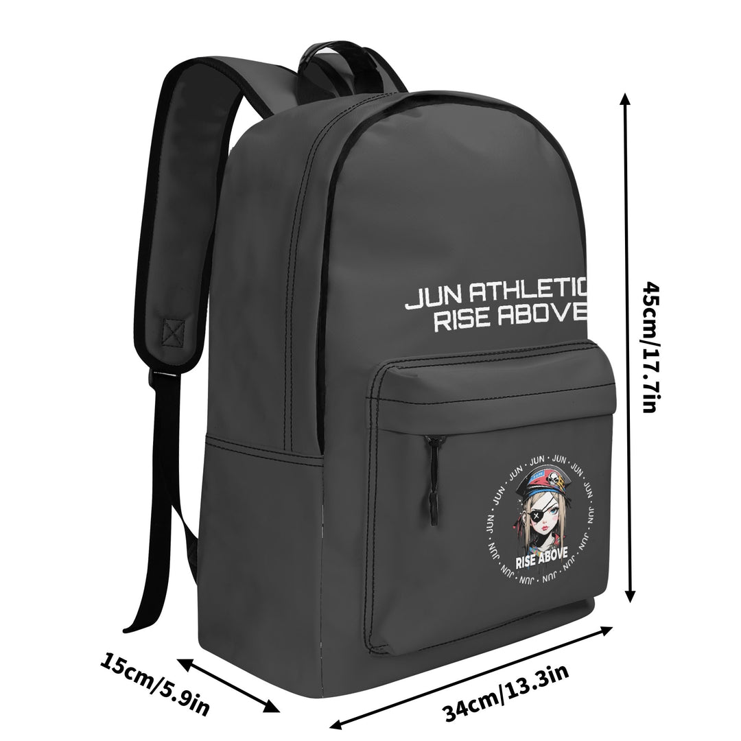 RISE ABOVE 01 17 Inch Twill (PU) Leather School Backpack Charcoal