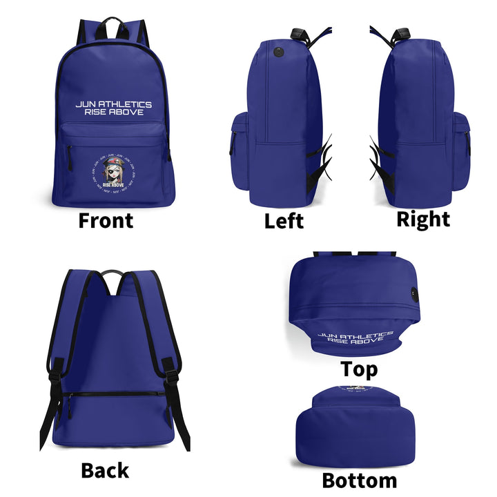RISE ABOVE 01 17 Inch Twill (PU) Leather School Backpack Navy