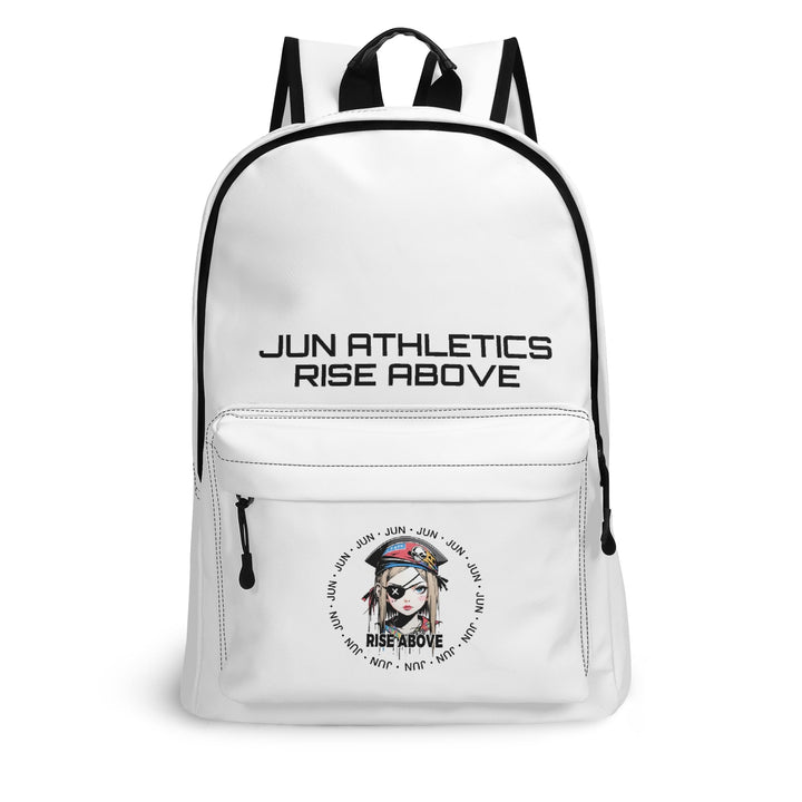 RISE ABOVE 01 17 Inch Twill (PU) Leather School Backpack Skull White