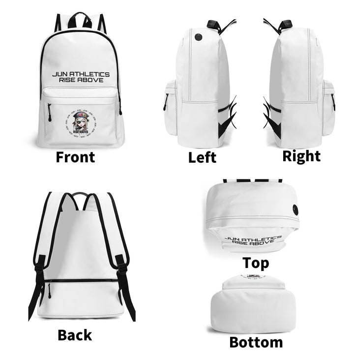 RISE ABOVE 01 17 Inch Twill (PU) Leather School Backpack Skull White