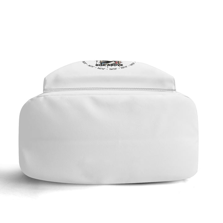 RISE ABOVE 01 17 Inch Twill (PU) Leather School Backpack Skull White