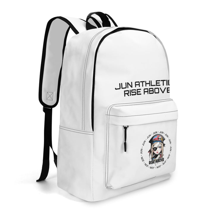 RISE ABOVE 01 17 Inch Twill (PU) Leather School Backpack Skull White