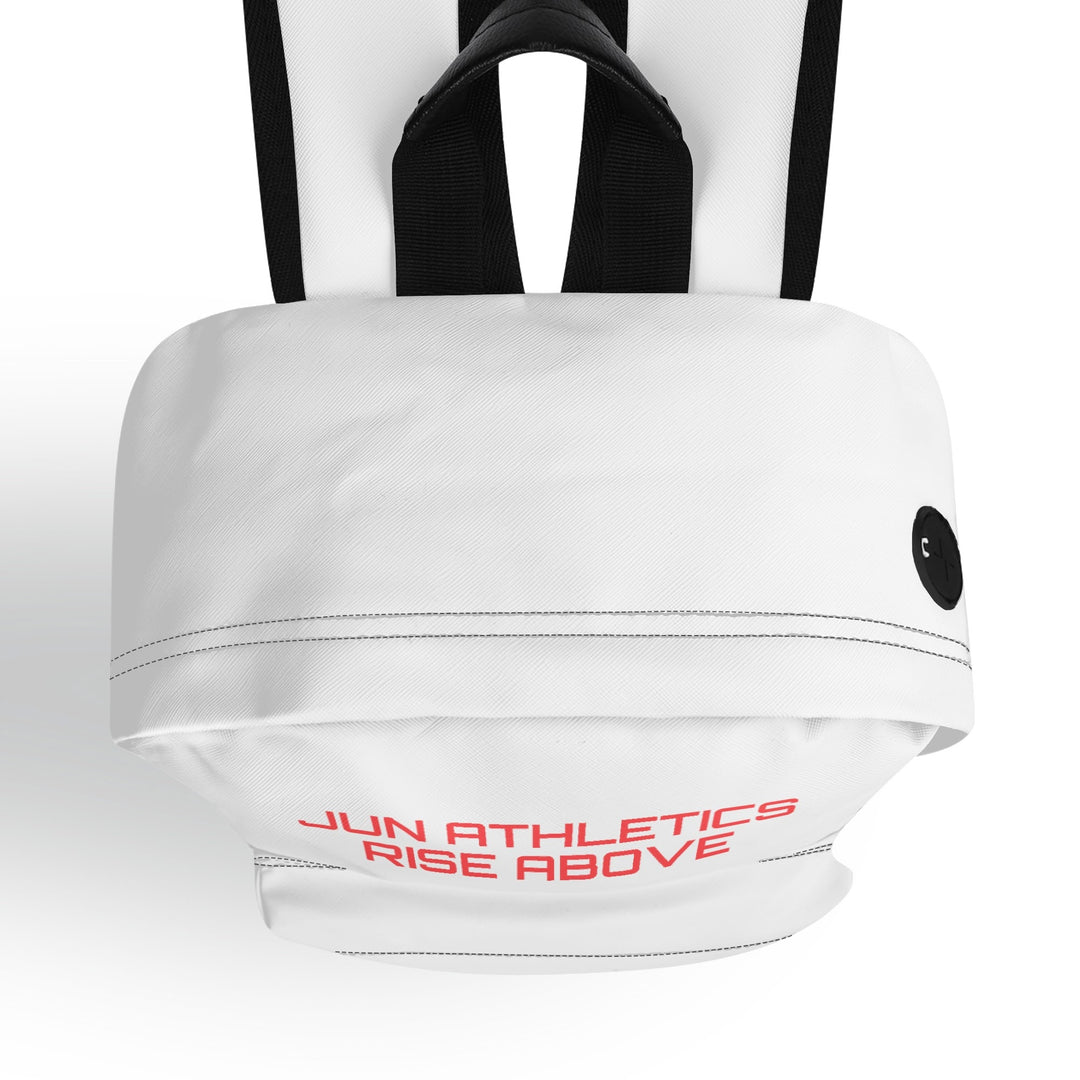 RISE ABOVE 01 17 Inch Twill (PU) Leather School Backpack Skull White x Vivid Red