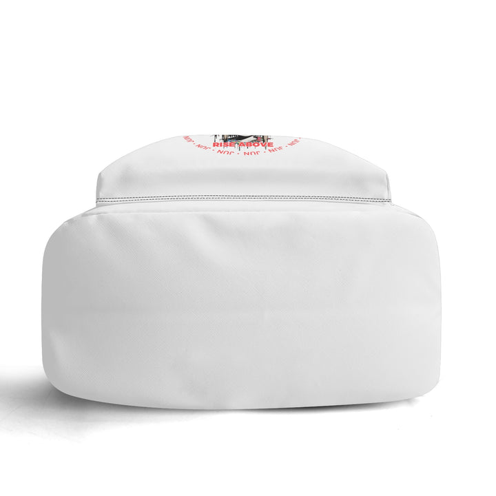 RISE ABOVE 01 17 Inch Twill (PU) Leather School Backpack Skull White x Vivid Red