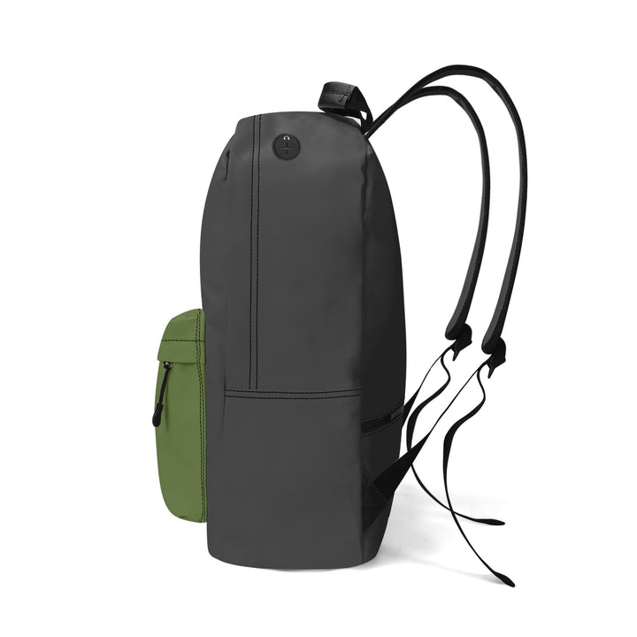 RISE ABOVE 01 17 Inch Twill (PU) Leather School Backpack Charcoal x Pocket Khaki