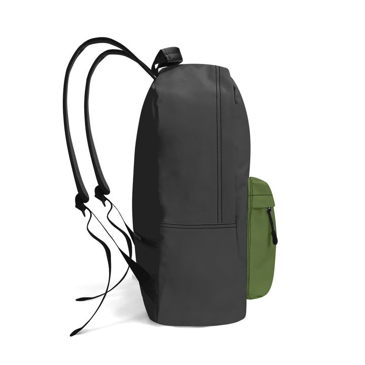 RISE ABOVE 01 17 Inch Twill (PU) Leather School Backpack Charcoal x Pocket Khaki