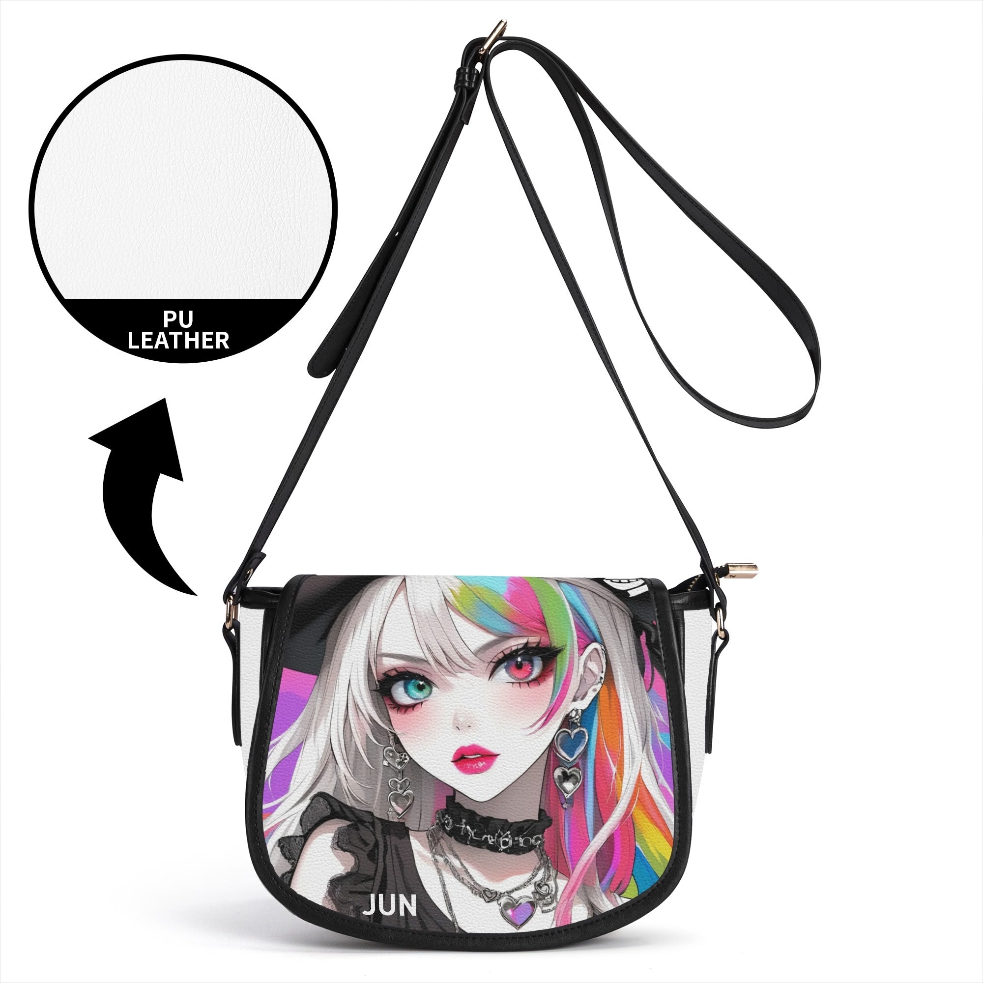 SAVE LOVE 01 PU Leather Saddle Bag