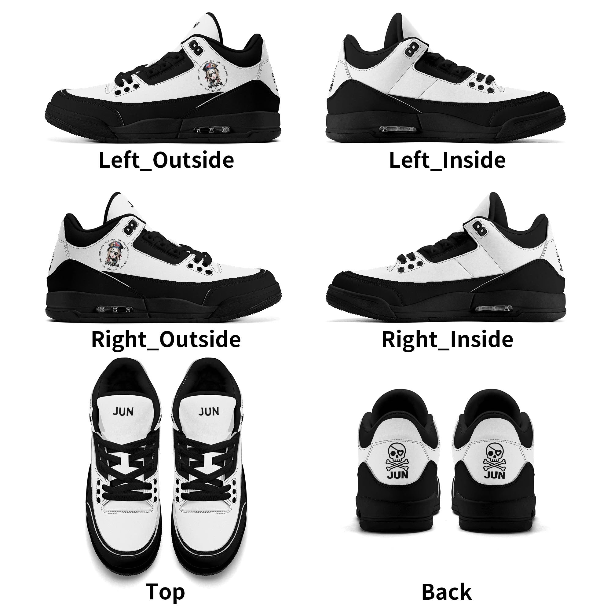 JUN RISE ABOVE 01 Women’s Retro High Basketball Sneaker - Black