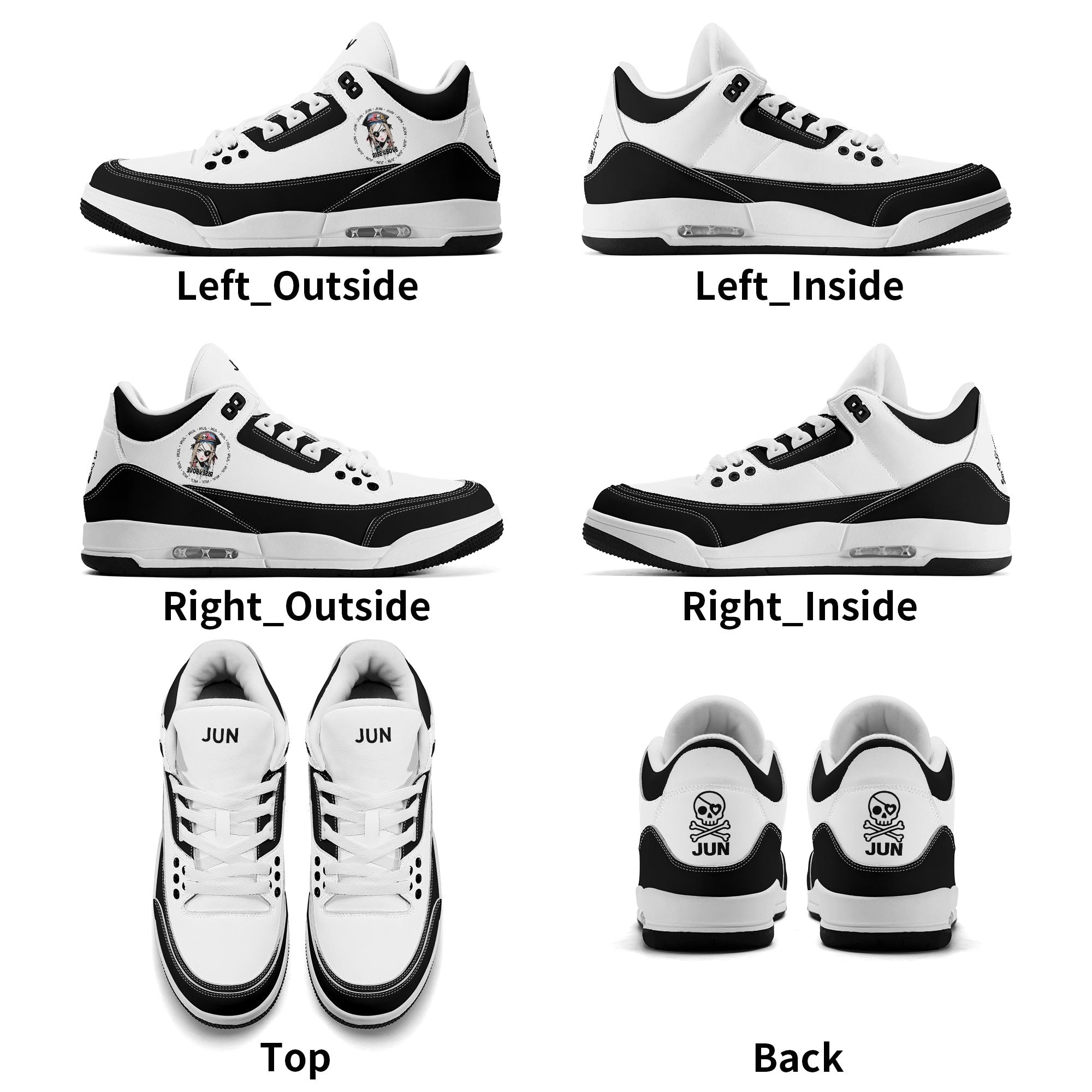JUN RISE ABOVE 01 Women’s Retro High Basketball Sneaker - Black
