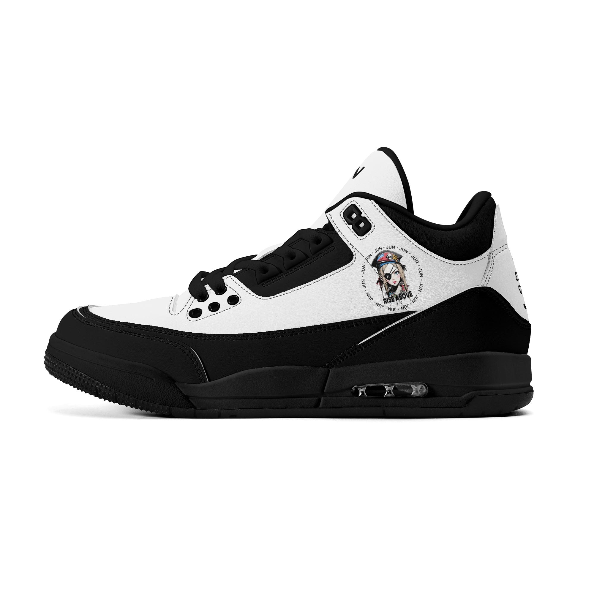 JUN RISE ABOVE 01 Women’s Retro High Basketball Sneaker - Black