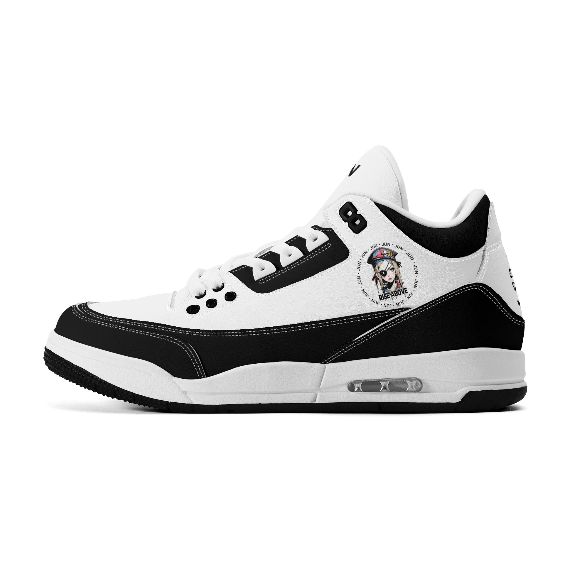 JUN RISE ABOVE 01 Women’s Retro High Basketball Sneaker - Black