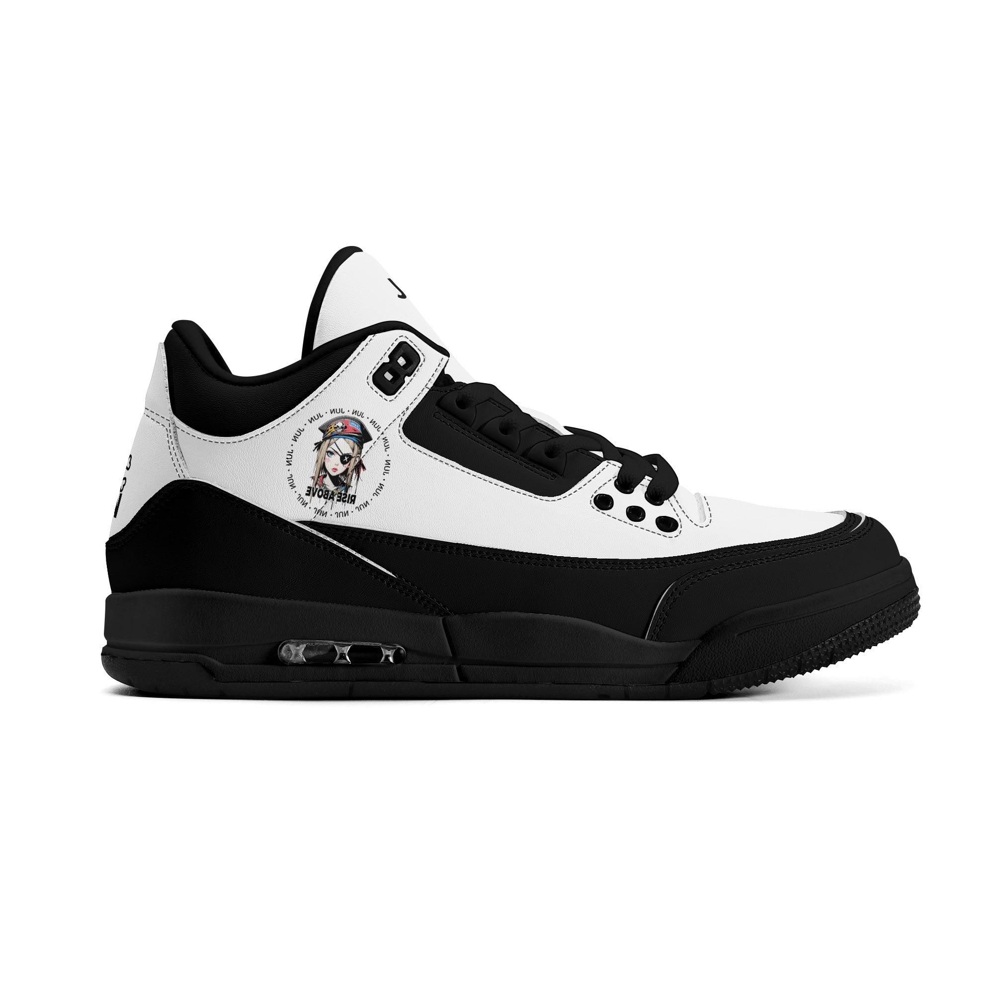 JUN RISE ABOVE 01 Women’s Retro High Basketball Sneaker - Black