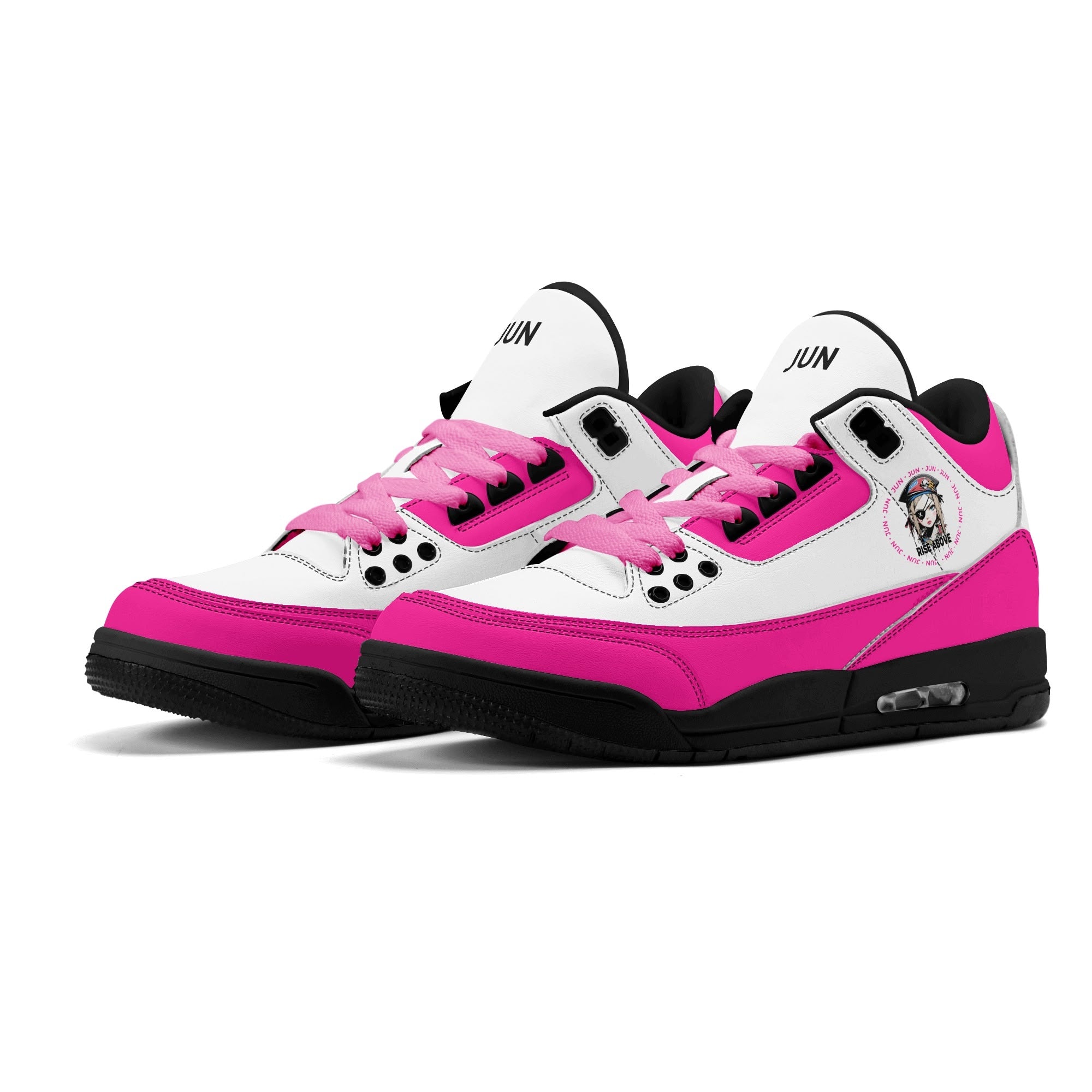 JUN RISE ABOVE 01 Women’s Retro High Basketball Sneaker - Urban Pink