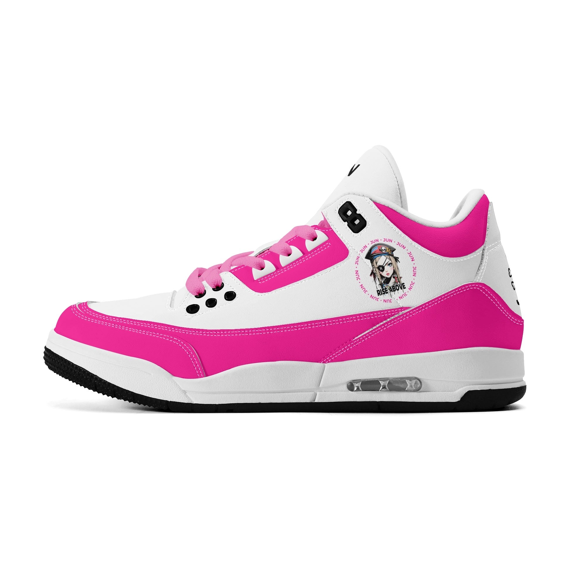 JUN RISE ABOVE 01 Women’s Retro High Basketball Sneaker - Urban Pink