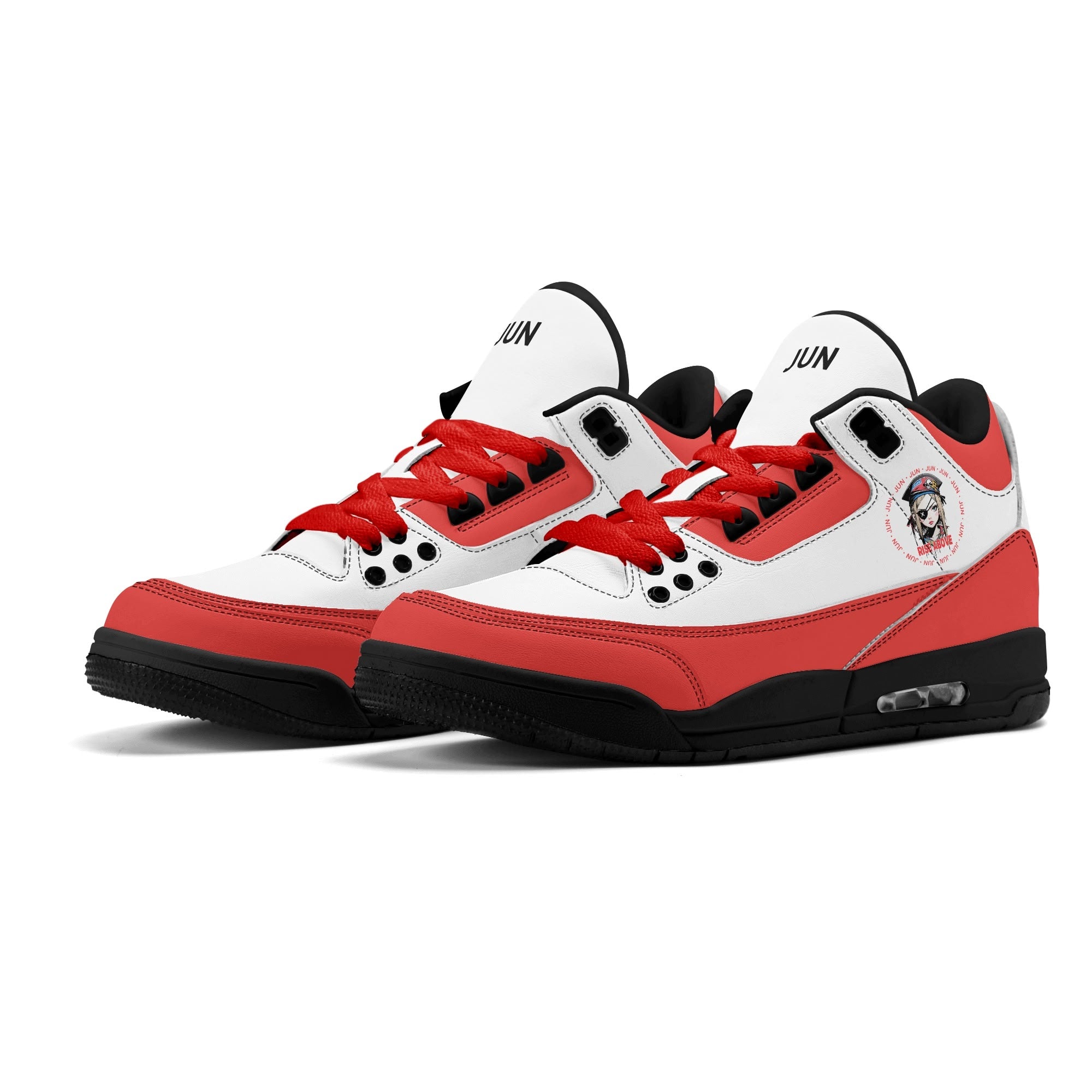 JUN RISE ABOVE 01 Women’s Retro High Basketball Sneaker - Urban Red