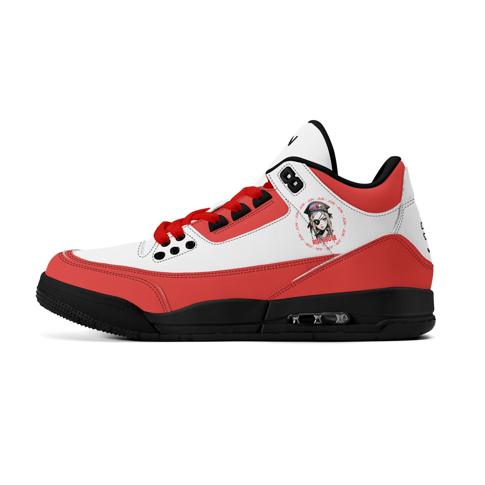 JUN RISE ABOVE 01 Women’s Retro High Basketball Sneaker - Urban Red