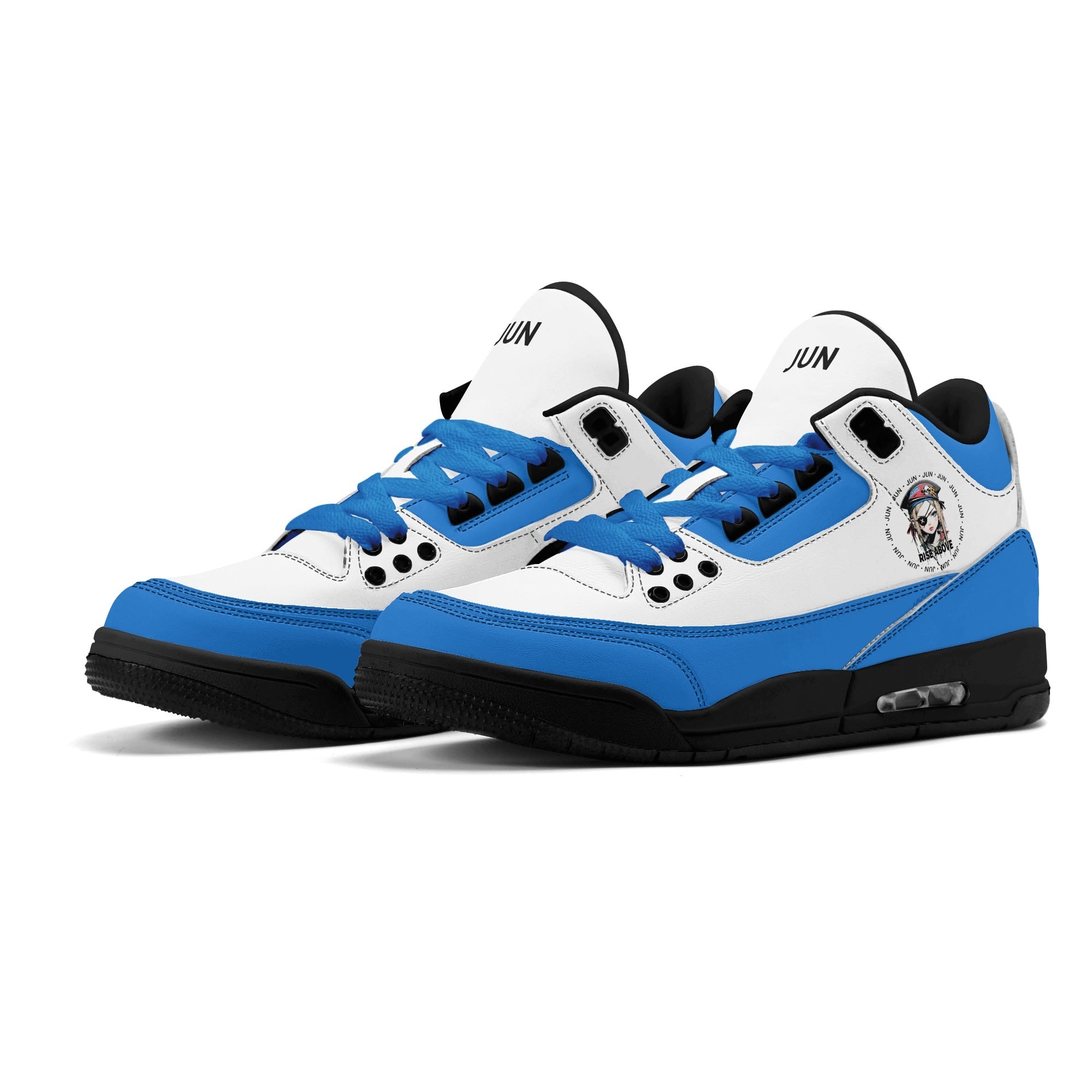 JUN RISE ABOVE 01 Women’s Retro High Basketball Sneaker - Urban Blue