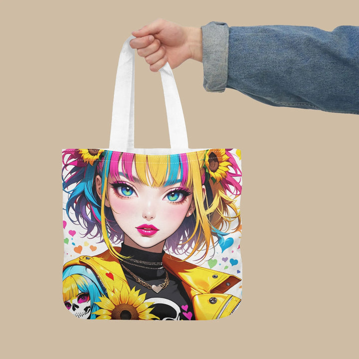 Colorful Hearts 03 – Skull & Sunflower Girl Premium Tote