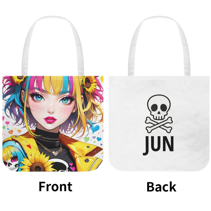 Colorful Hearts 03 – Skull & Sunflower Girl Premium Tote