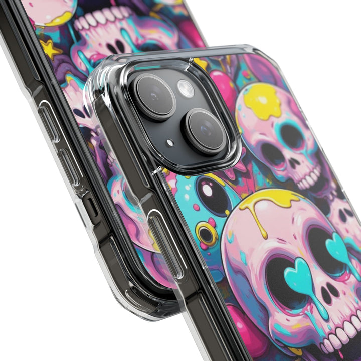 【MagSafe対応】クリアマグネットiPhoneケース｜カラフルKAWAIIスカル