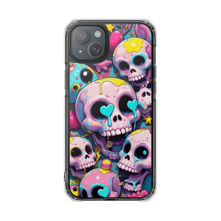 【MagSafe対応】クリアマグネットiPhoneケース｜カラフルKAWAIIスカル