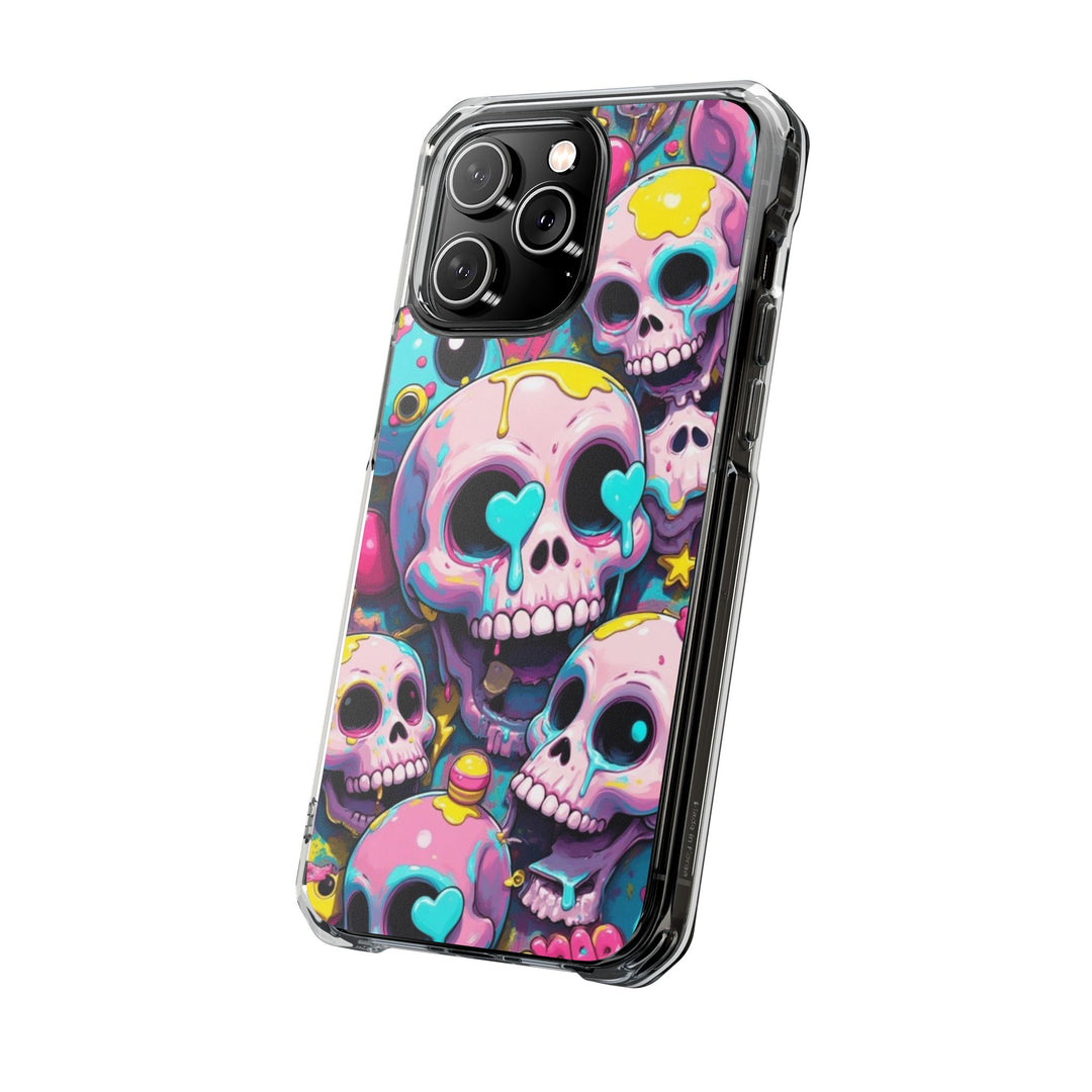 【MagSafe対応】クリアマグネットiPhoneケース｜カラフルKAWAIIスカル