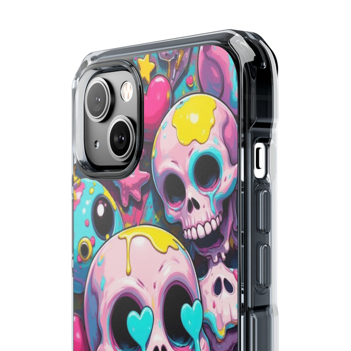 【MagSafe対応】クリアマグネットiPhoneケース｜カラフルKAWAIIスカル