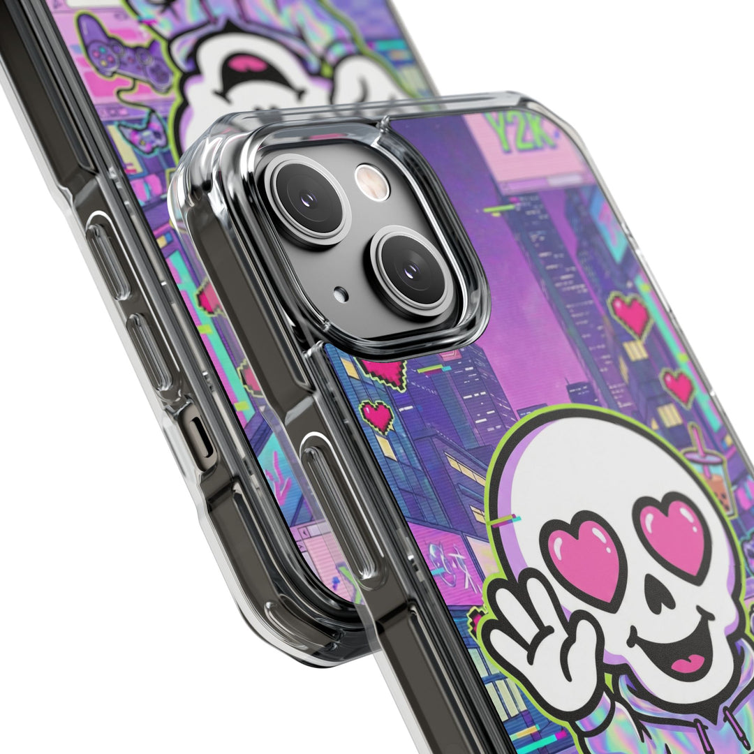 HEARTON 02 – Y2K Vaporwave City クリアマグネットスマホケース（MagSafe対応）