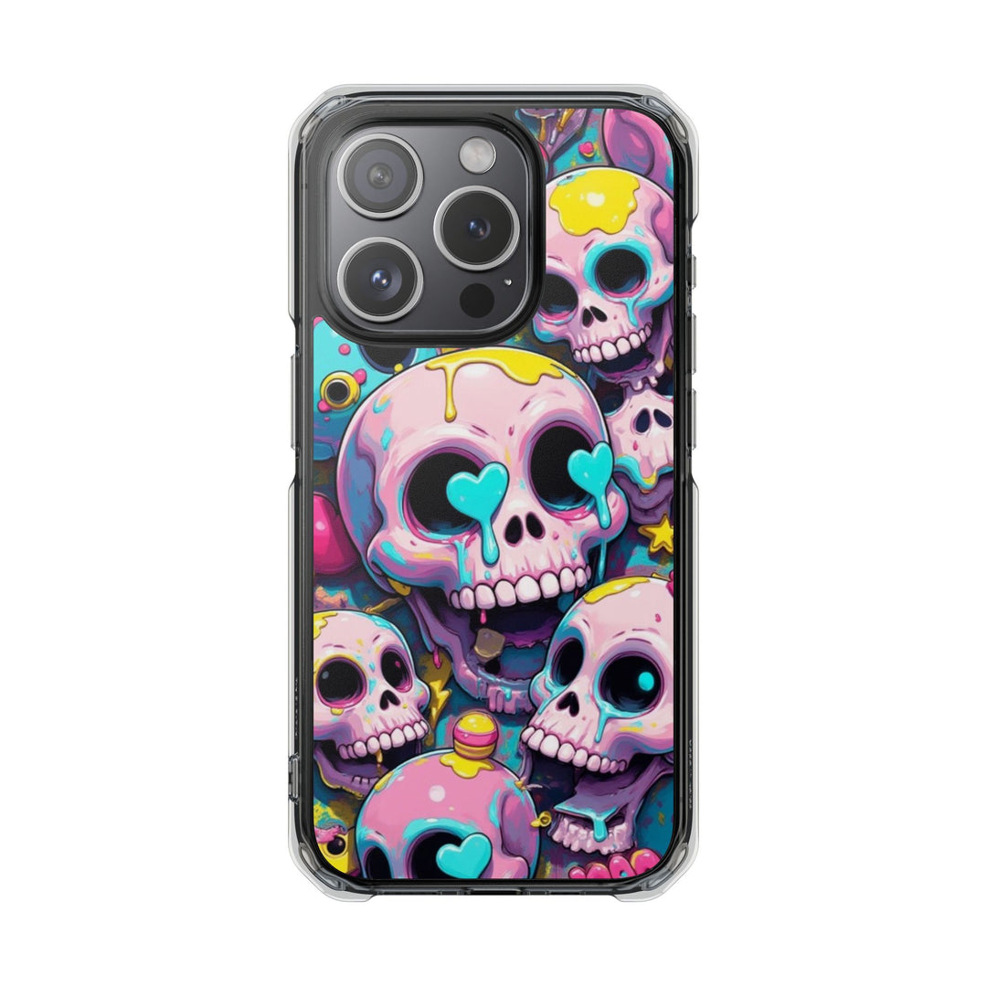 【MagSafe対応】クリアマグネットiPhoneケース｜カラフルKAWAIIスカル