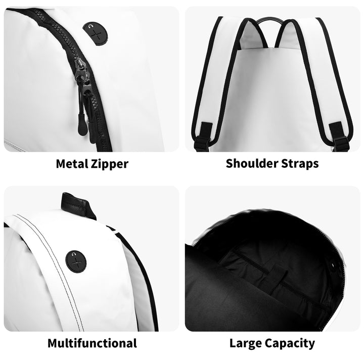 RISE ABOVE 01 17 Inch Twill (PU) Leather School Backpack Black x Skull White