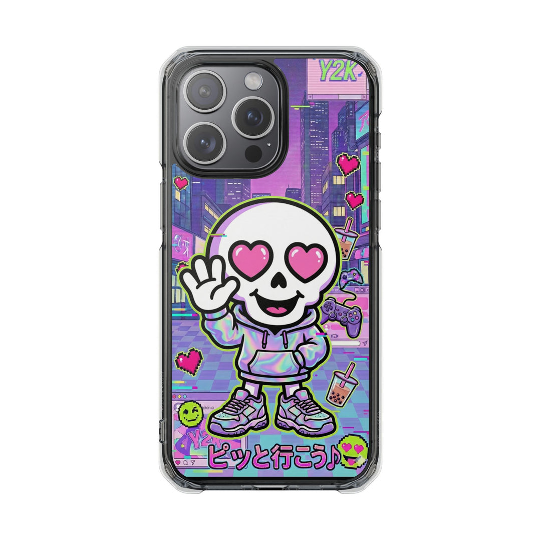 HEARTON 02 – Y2K Vaporwave City クリアマグネットスマホケース（MagSafe対応）