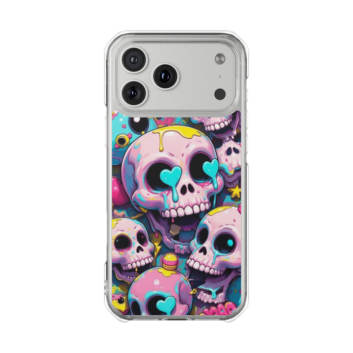 【MagSafe対応】クリアマグネットiPhoneケース｜カラフルKAWAIIスカル