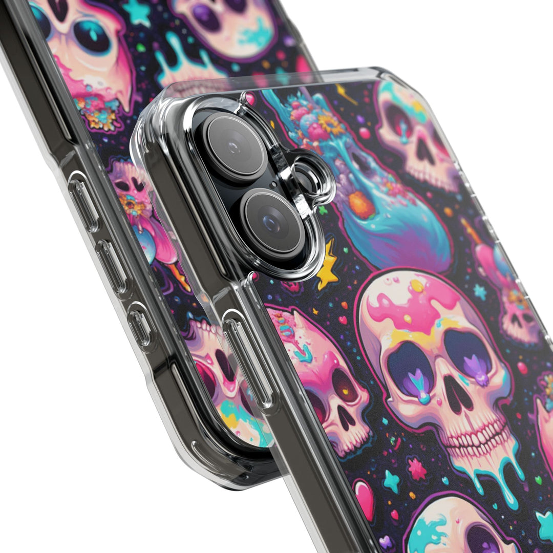 【MagSafe対応】クリアマグネットiPhoneケース｜キャンディギャラクシーKAWAIIスカル