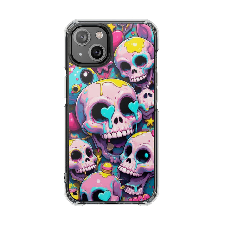 【MagSafe対応】クリアマグネットiPhoneケース｜カラフルKAWAIIスカル