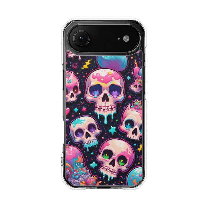 【MagSafe対応】クリアマグネットiPhoneケース｜キャンディギャラクシーKAWAIIスカル