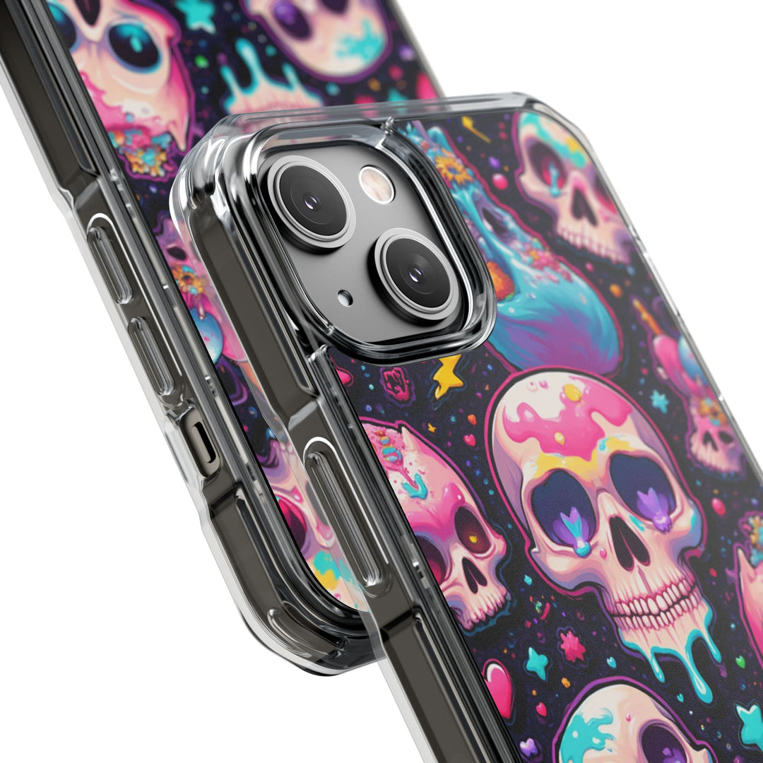 【MagSafe対応】クリアマグネットiPhoneケース｜キャンディギャラクシーKAWAIIスカル