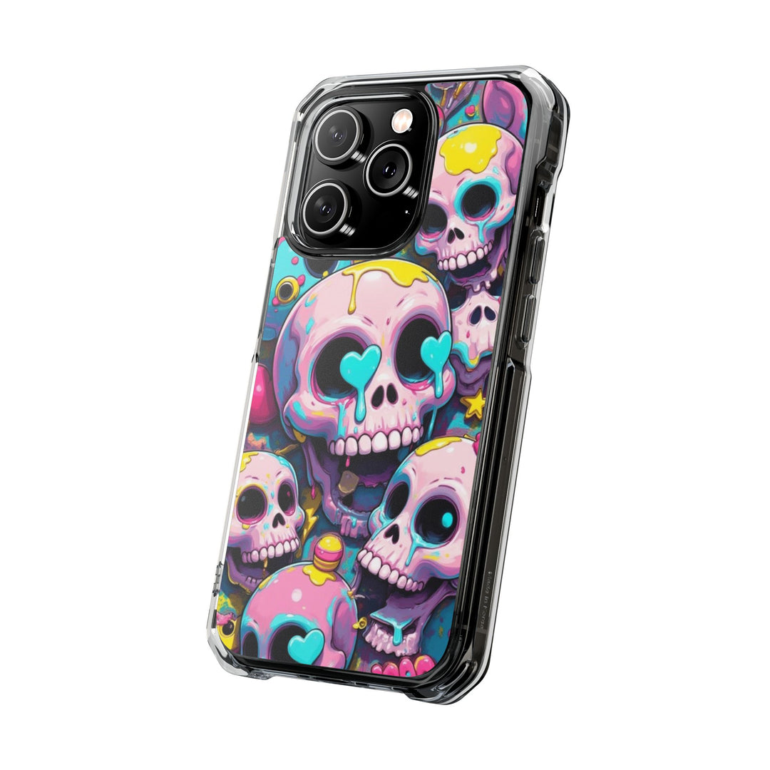 【MagSafe対応】クリアマグネットiPhoneケース｜カラフルKAWAIIスカル
