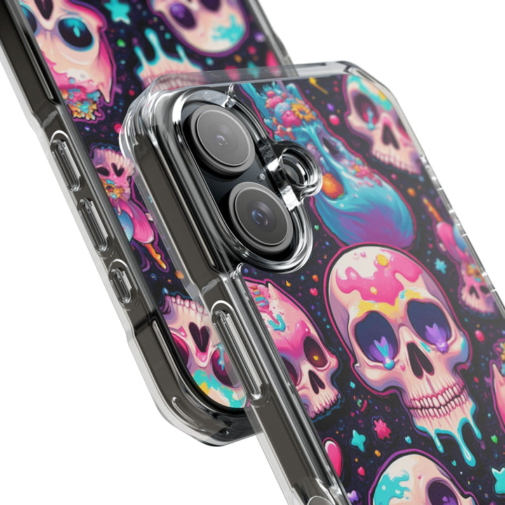 【MagSafe対応】クリアマグネットiPhoneケース｜キャンディギャラクシーKAWAIIスカル