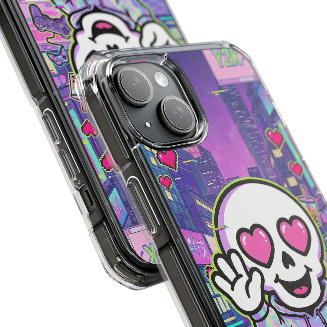 HEARTON 02 – Y2K Vaporwave City クリアマグネットスマホケース（MagSafe対応）