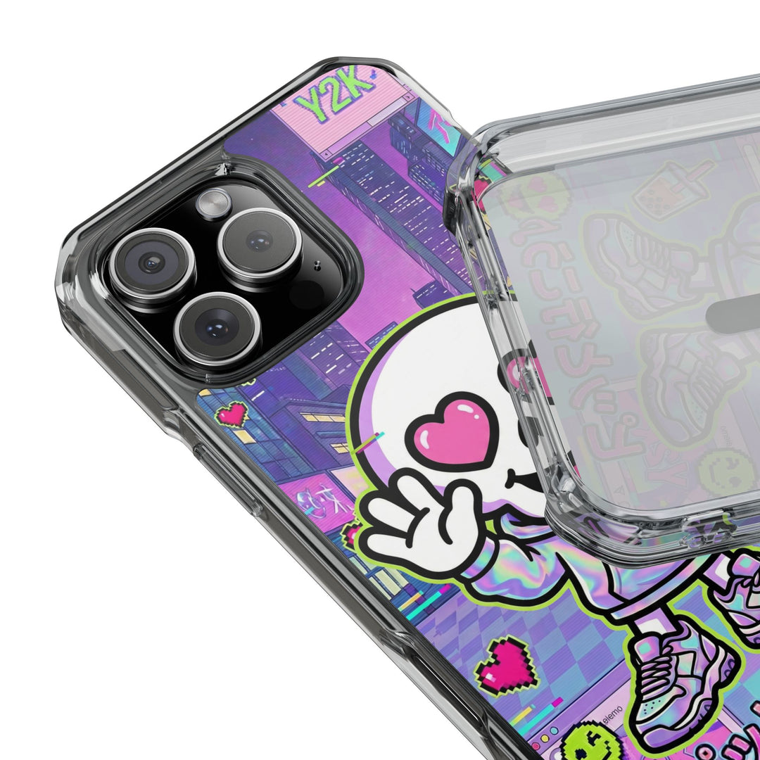 HEARTON 02 – Y2K Vaporwave City クリアマグネットスマホケース（MagSafe対応）