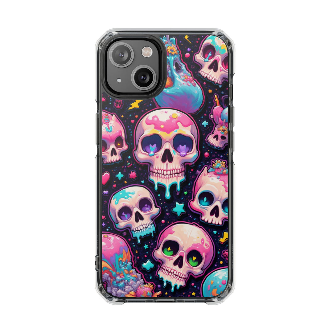 【MagSafe対応】クリアマグネットiPhoneケース｜キャンディギャラクシーKAWAIIスカル