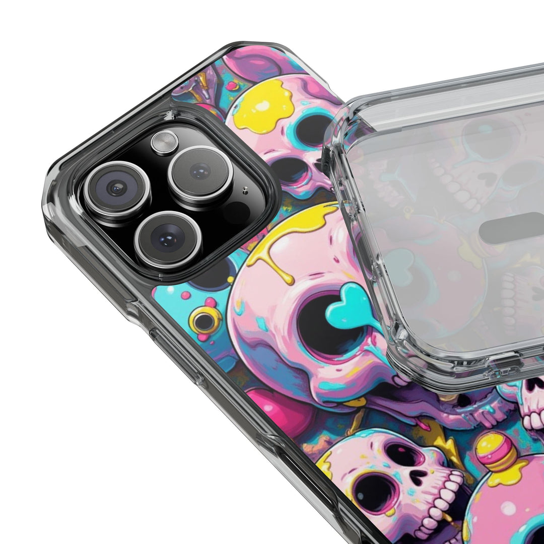 【MagSafe対応】クリアマグネットiPhoneケース｜カラフルKAWAIIスカル