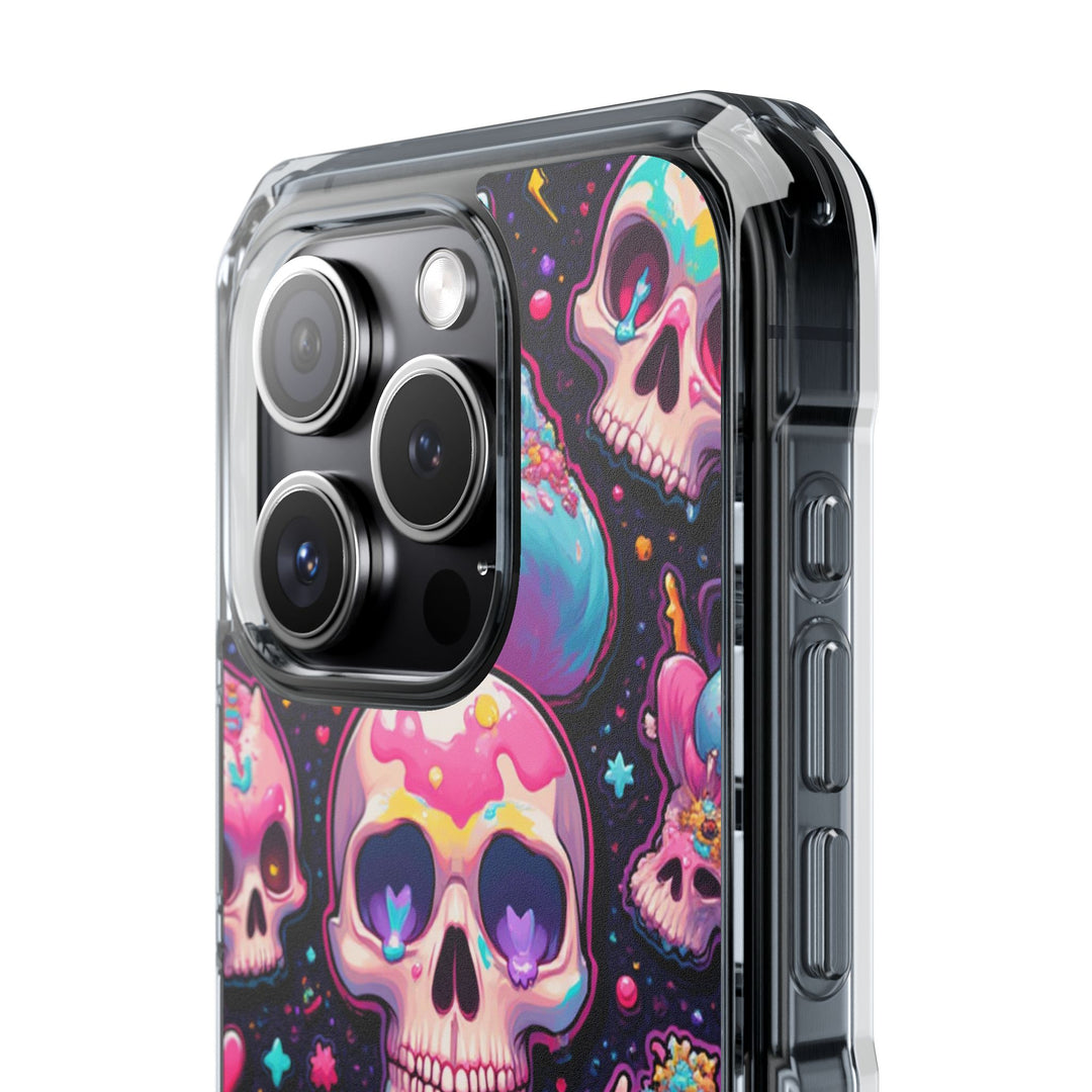【MagSafe対応】クリアマグネットiPhoneケース｜キャンディギャラクシーKAWAIIスカル